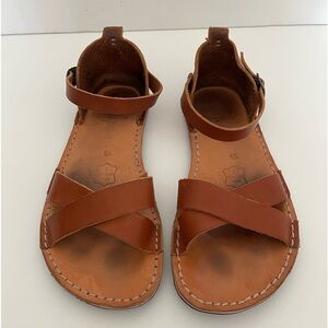 Crupon Barefoot Leather Sandals Size 36 Brown Tan